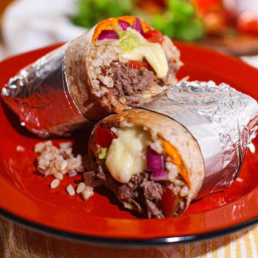 Burrito de carne Boali maior franquia de alimentação saudável do Brasil e Hemisfério Sul